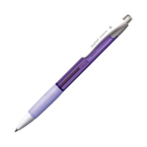 （まとめ） TANOSEE ノック式油性ボールペン（なめらかインク） 0.5mm 黒 （軸色 ラベンダー） 1本 100セット