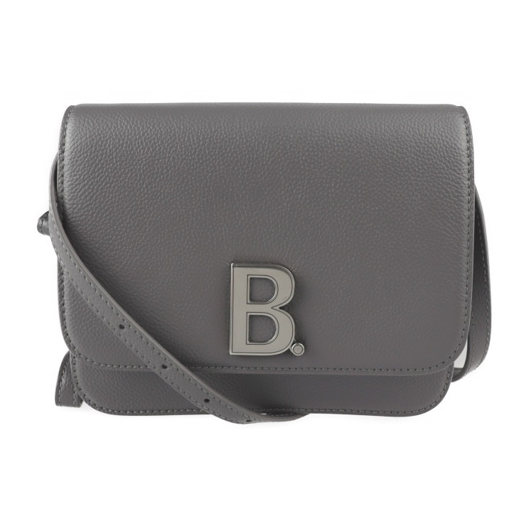 美品 BALENCIAGA バレンシアガ ショルダーバッグ 618156 Bロゴ レザー グレー シルバー金具 リストレット クラッチバッグ 2WAY【本物保証】