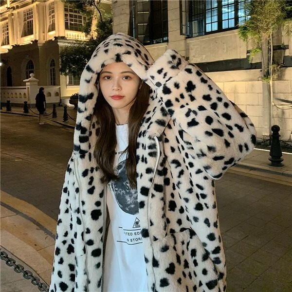 アウタートレンチコート秋冬 可愛い かわいい トップス 体型カバー 前開き もふもふコート 防寒 レオパードコート 暖かい ヒョウ柄 冬物 レディース 韓国 13,247円