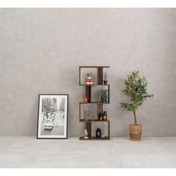 ラック 棚 間仕切り 木製 おしゃれ 北欧モダン レトロ ミッドセンチュリー A4対応 シェルフ 木目柄 パーテーション 幅62cm 4段