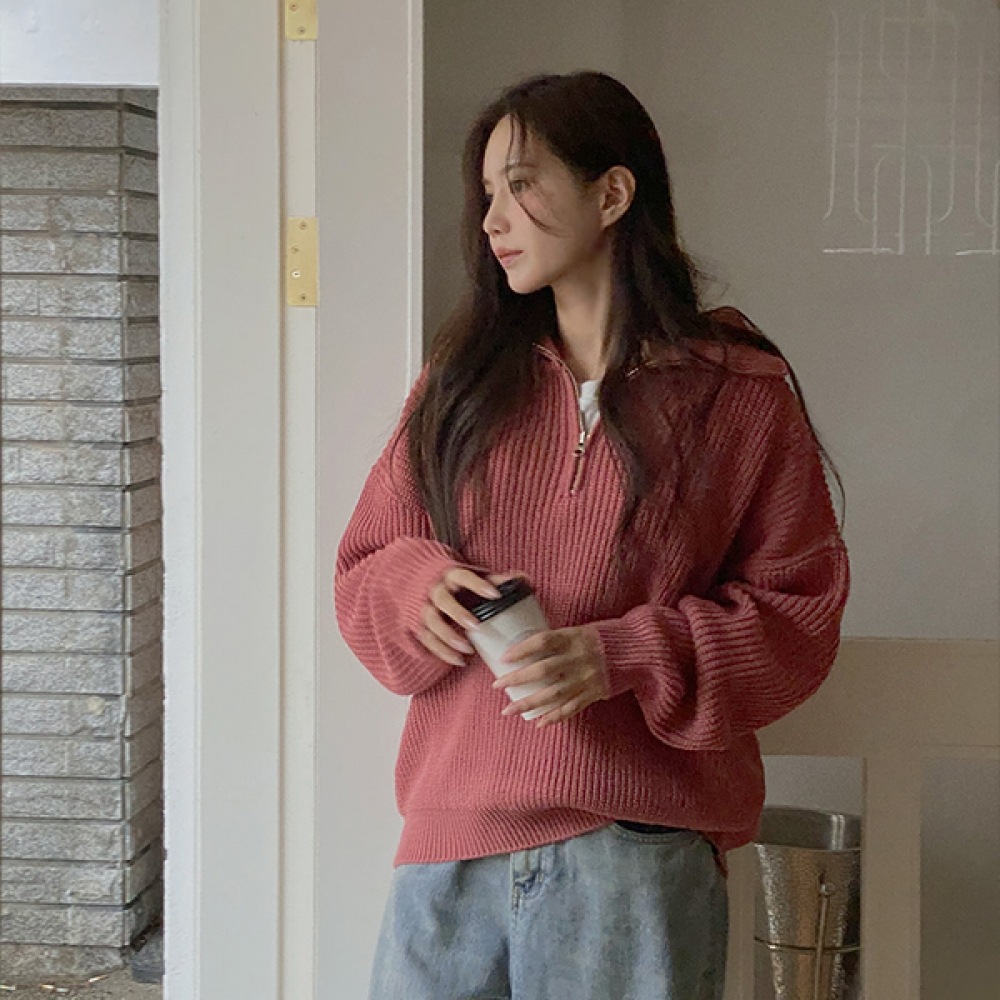 (JSTYLEのイーブレット) イーブレットレバンプルセーラーハーフジップアップニット JSTYLE