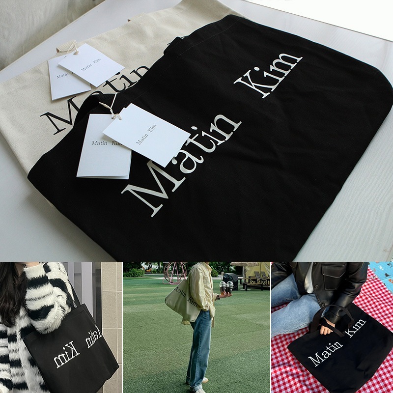 LOGO ECOBAG IN IVORY/black［韓国人気］