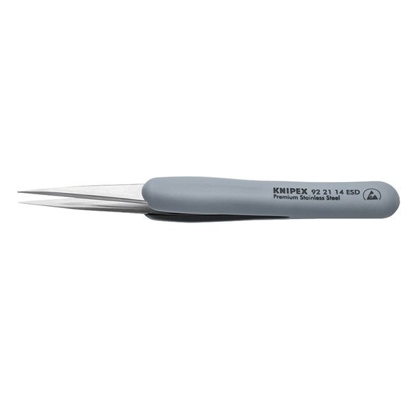 KNIPEX クニペックス ラバーグリップ付ピンセット サイズ130x15x18mm 9221-14ESD