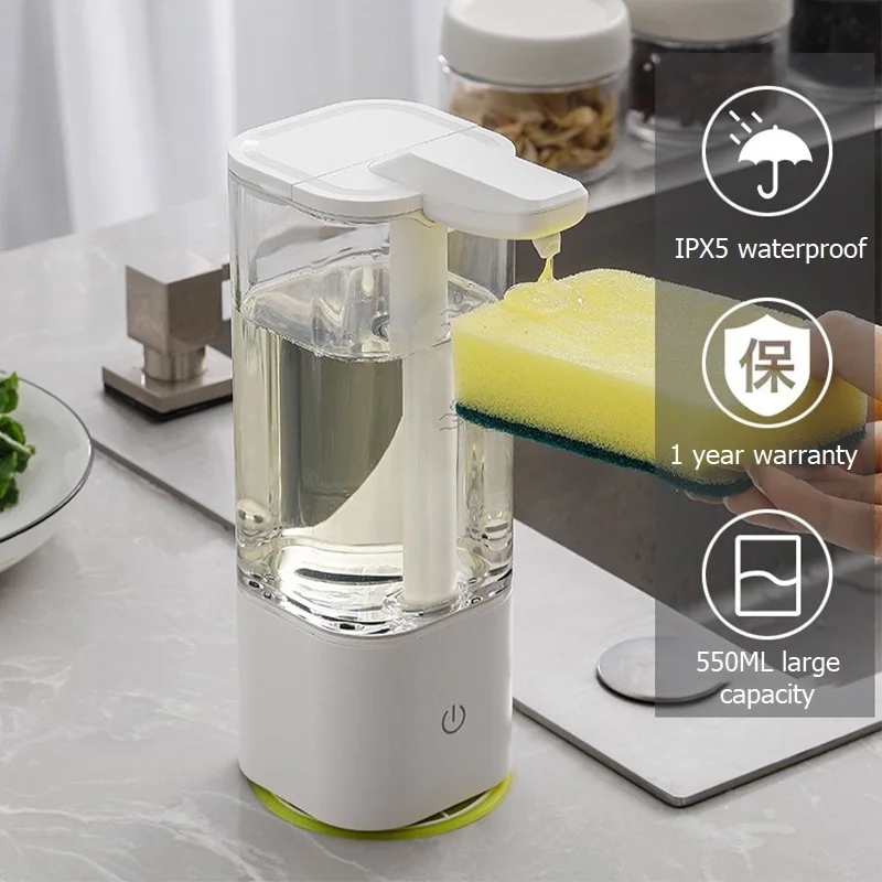 自動石鹸ディスペンサー,容量500ml,タッチレス,消毒剤ディスペンサー,インテリジェントセンサー,液体石鹸ディスペンサー,キッチンとバスルーム用