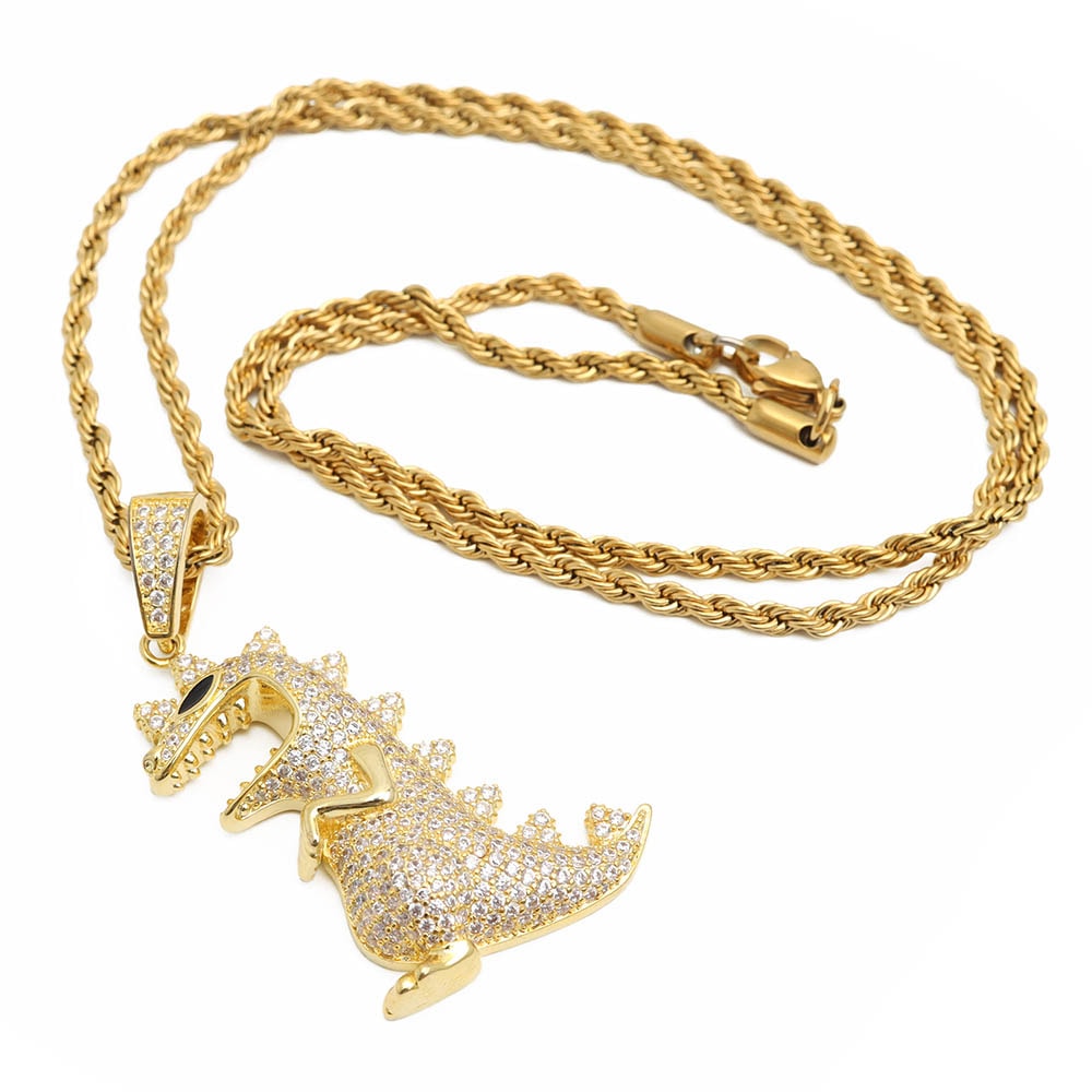恐竜ネックレス パヴェ [n436-gold]