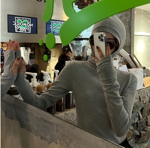 フード付き 個性的 インナー トップス ルームウェア パジャマ カットソー プルオーバー パーカー 部屋着 寝巻き ナイトウェア 袖あり 長袖 タートルネック スリム タイト 細身 シンプル