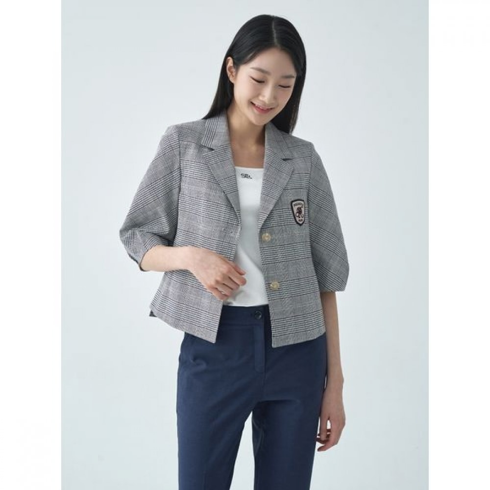 [ジセン] チェックリネンワッフェン 7パートジャケット LFJKO392_NA