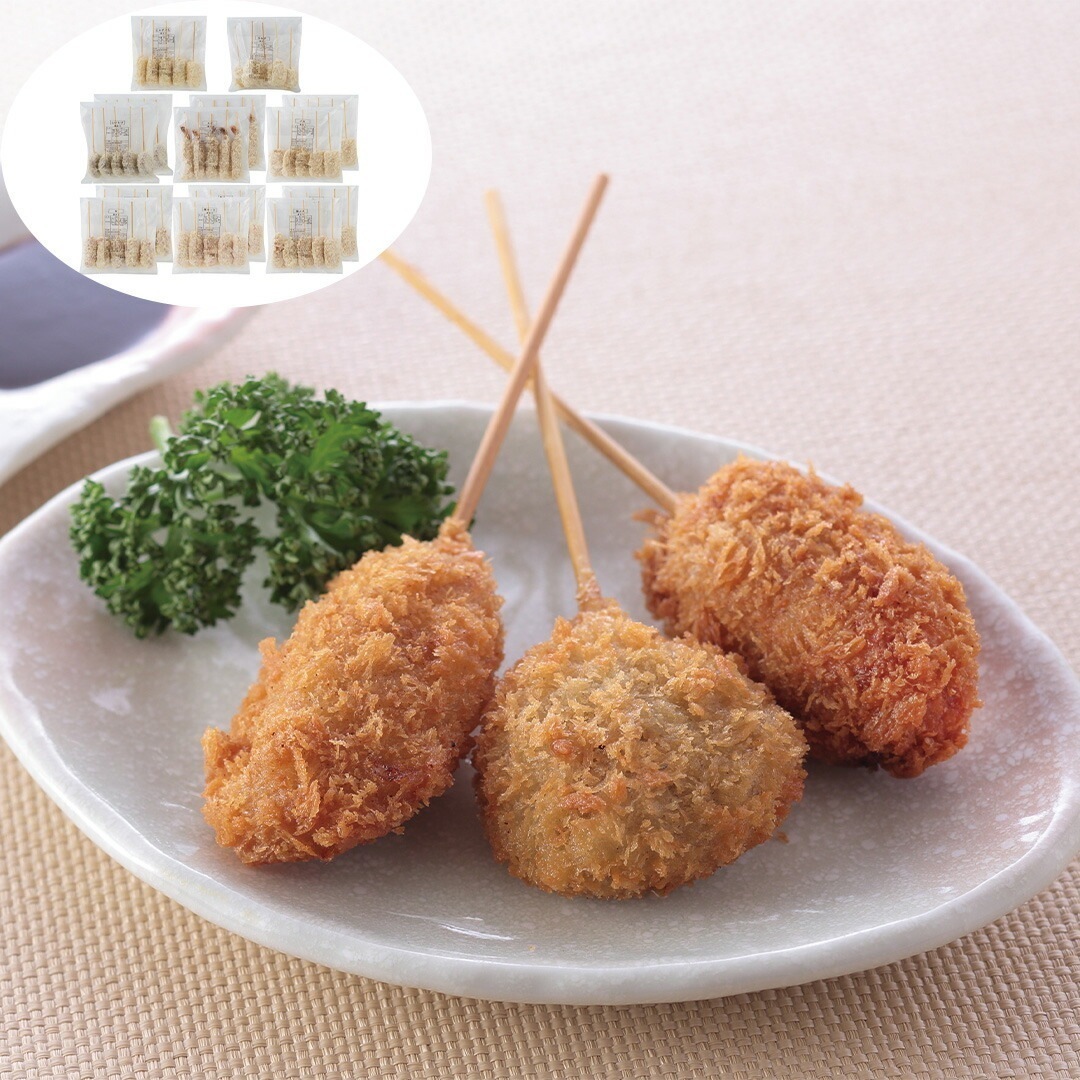 大阪名物 串カツ 豚ロース 牛 鶏ムネ エビ イカ 椎茸 じゃがいも 玉ねぎ 8種計70本 【産直メーカー直送品】