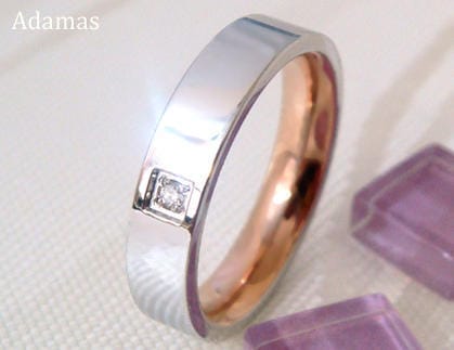 SteelAdamasアダマスステンレスダイヤモンドリング/ピンクゴールドステンレスアクセサリー/プ