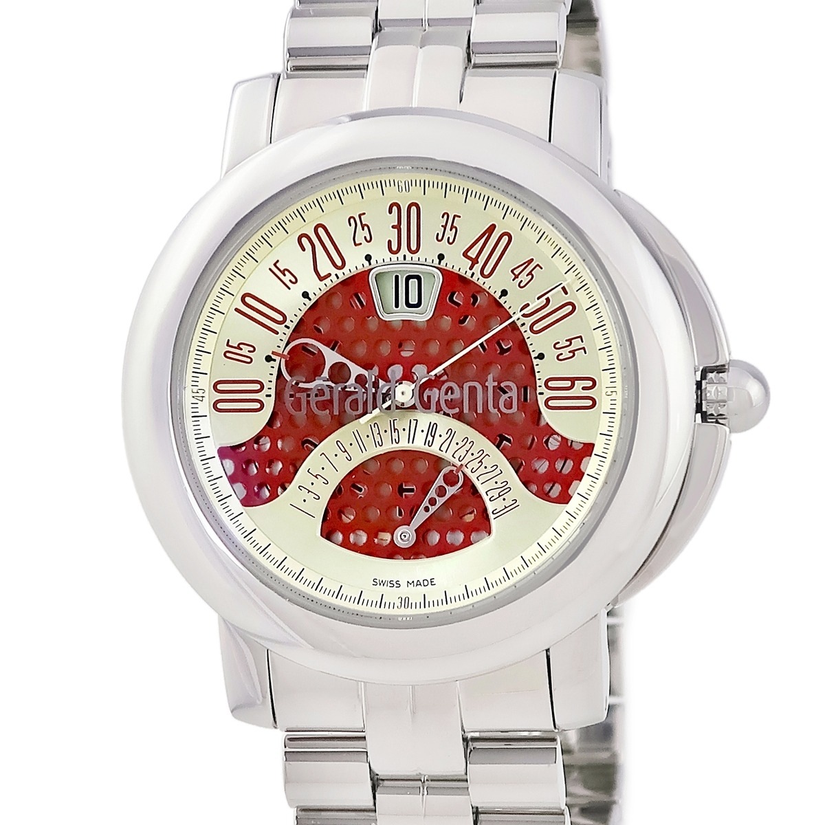 アリーナ バイレトロ デイト BSP.Y.10 自動巻き メンズ OH済 ゴールド×レッド レトログラード 3年保証