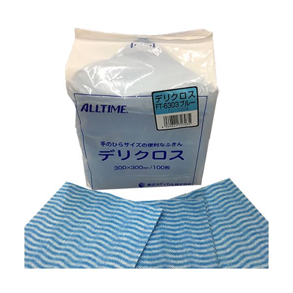 （まとめ）東京メディカル デリクロス 3030cm ブルー FT-6303 1パック（100枚）10セット