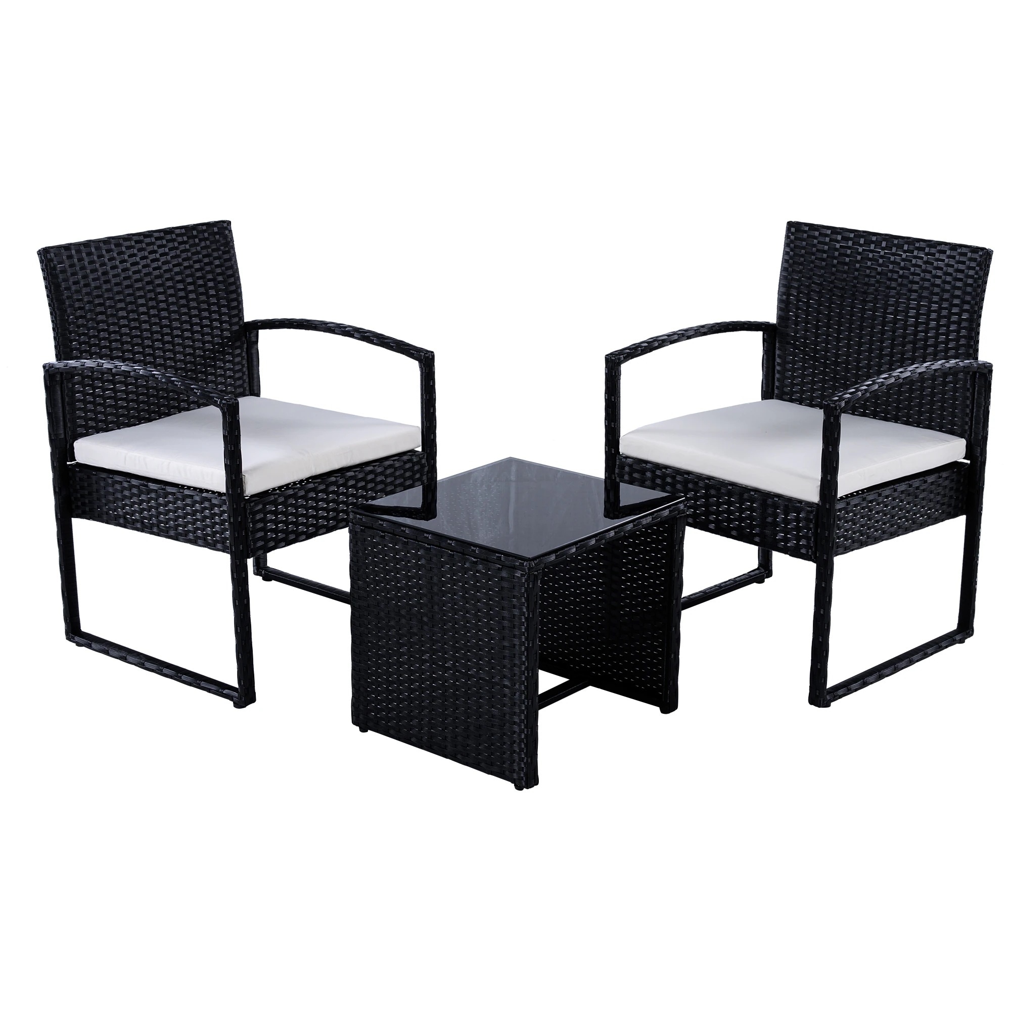 1953【元SKU:WF318611】ラタン調 ガーデンファニチャー 3点 ガーデンテーブル ガーデンチェアー ラタン調 テーブル 家具 樹脂 ホテル カフェ ベランダ テラス 屋外家具 高級 ソファ