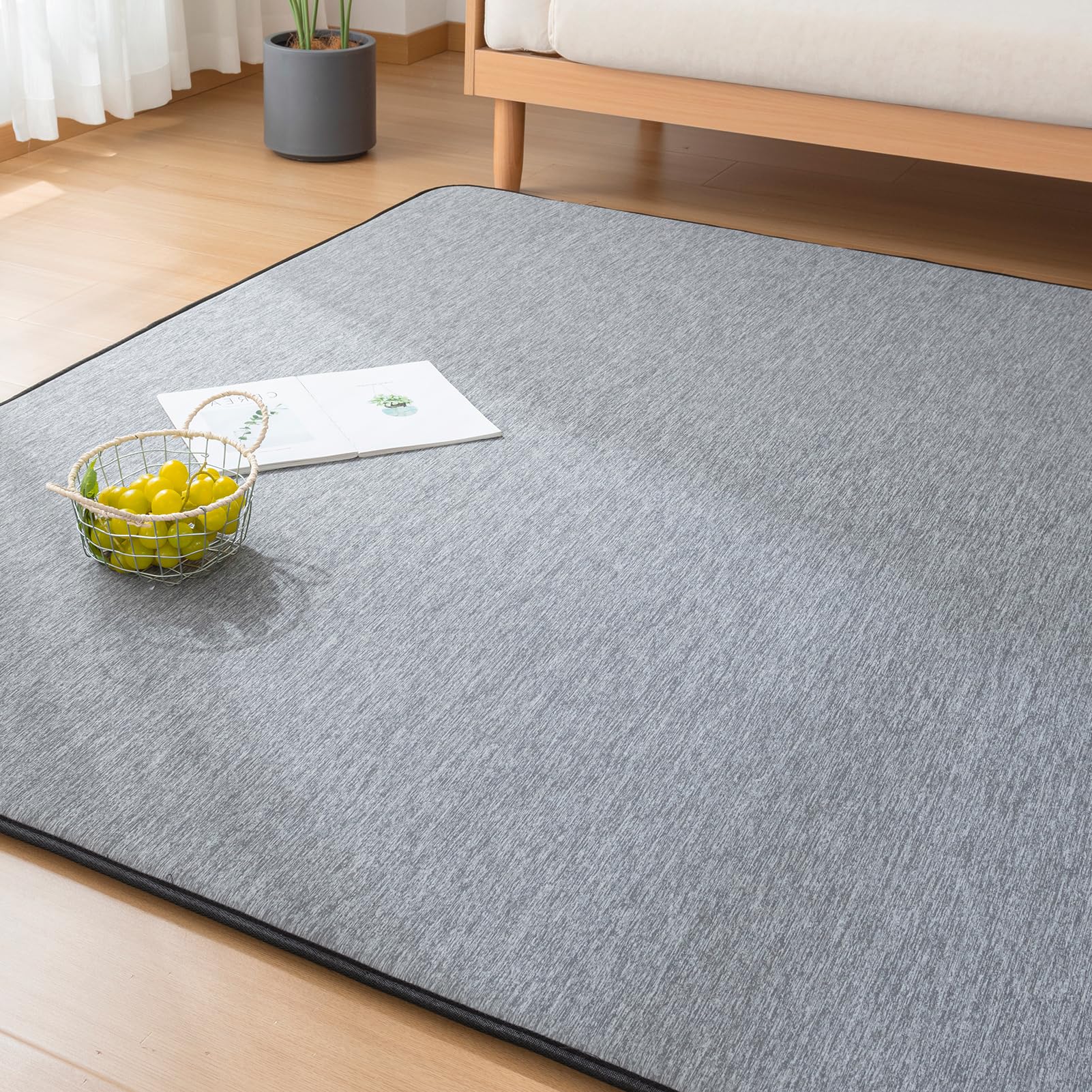 ラグ 夏 カーペット 接触冷感 夏用ラグマット 極厚25mm 約1.5畳 ひんやり Q-max0.45 厚手 霜降り 高反発 ふかふか 軽量 滑り止め付 節電対策 防ダニ 抗菌 防臭 吸湿速乾 おしゃ 4,987円