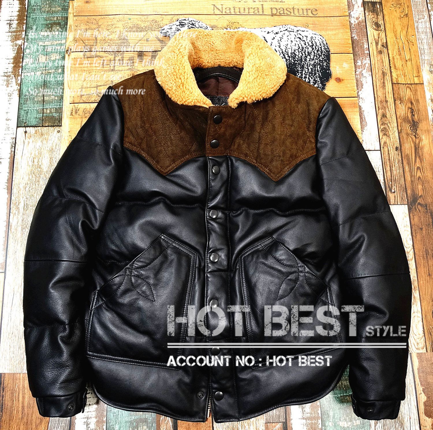 カウハイド シングルライダース レザーダウンジャケット ギフト メンズ 革ジャン 通勤 ムートン 襟羊毛 牛革