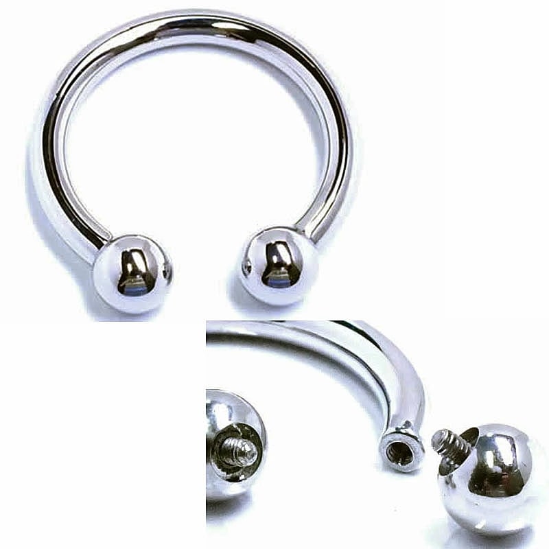 [6G 内ネジ 内径サイズ20mm以上 大きい] サーキュラーバーベル 6ゲージ リング型 ビッグサイズ ボディピアス ネジボール シンプル プレーン メンズ レディース 軟骨 耳 イヤーロブ ヘリッ
