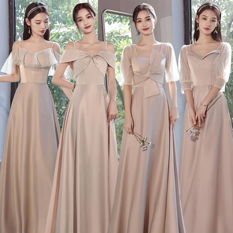 韓国かわいいレディースワンピースドレス4typeパーティードレス結婚式 お呼ばれロングドレスlxc04