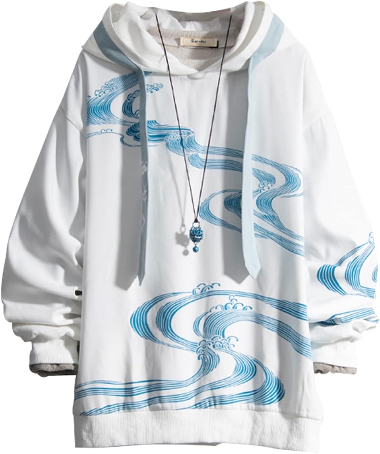 男性 長袖 パーカー 春物 プリント フード付き チャイナ風 プルオーバー 流行し 通気性 スプリングウェア 体型パカー トップス トレーナー ソフト 丈長め カジュアル シンプル クール