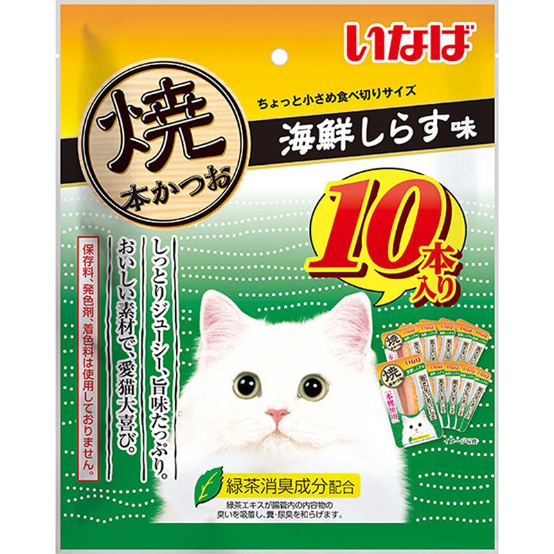 （まとめ買い）いなば 焼本かつお 海鮮しらす味 10本入り 猫用おやつ [x4]