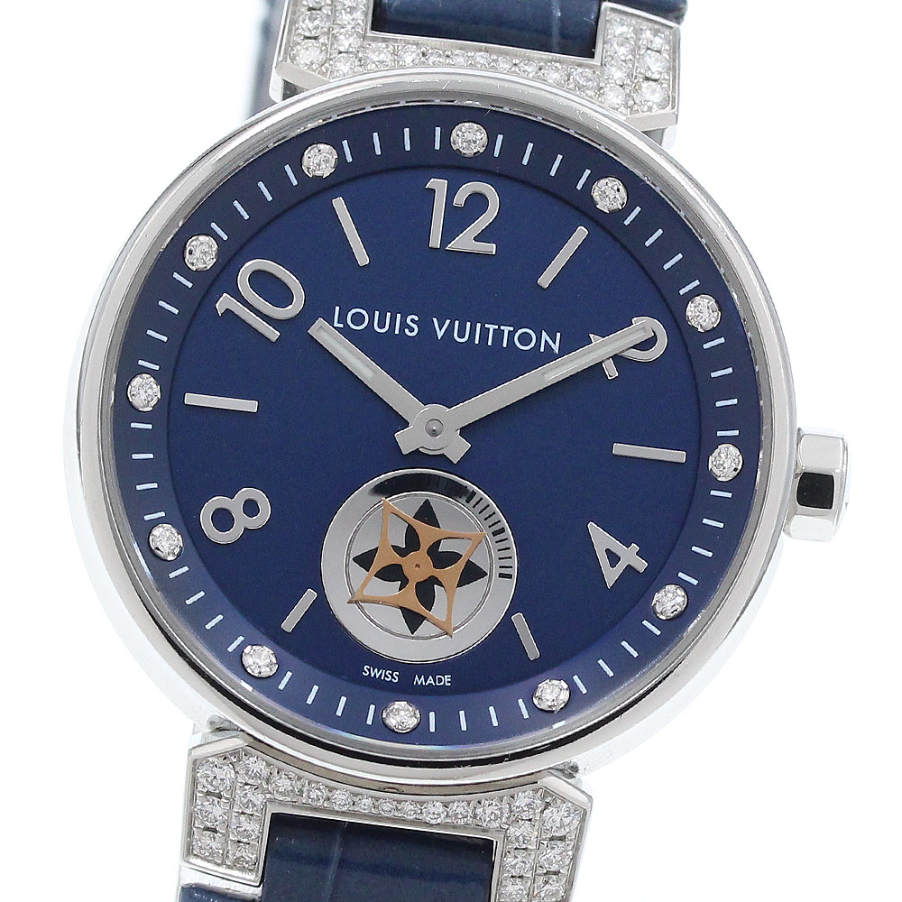 ルイ・ヴィトン LOUIS VUITTON QA033 タンブール 12Pダイヤモンド クォーツ レディース _932611【中古】