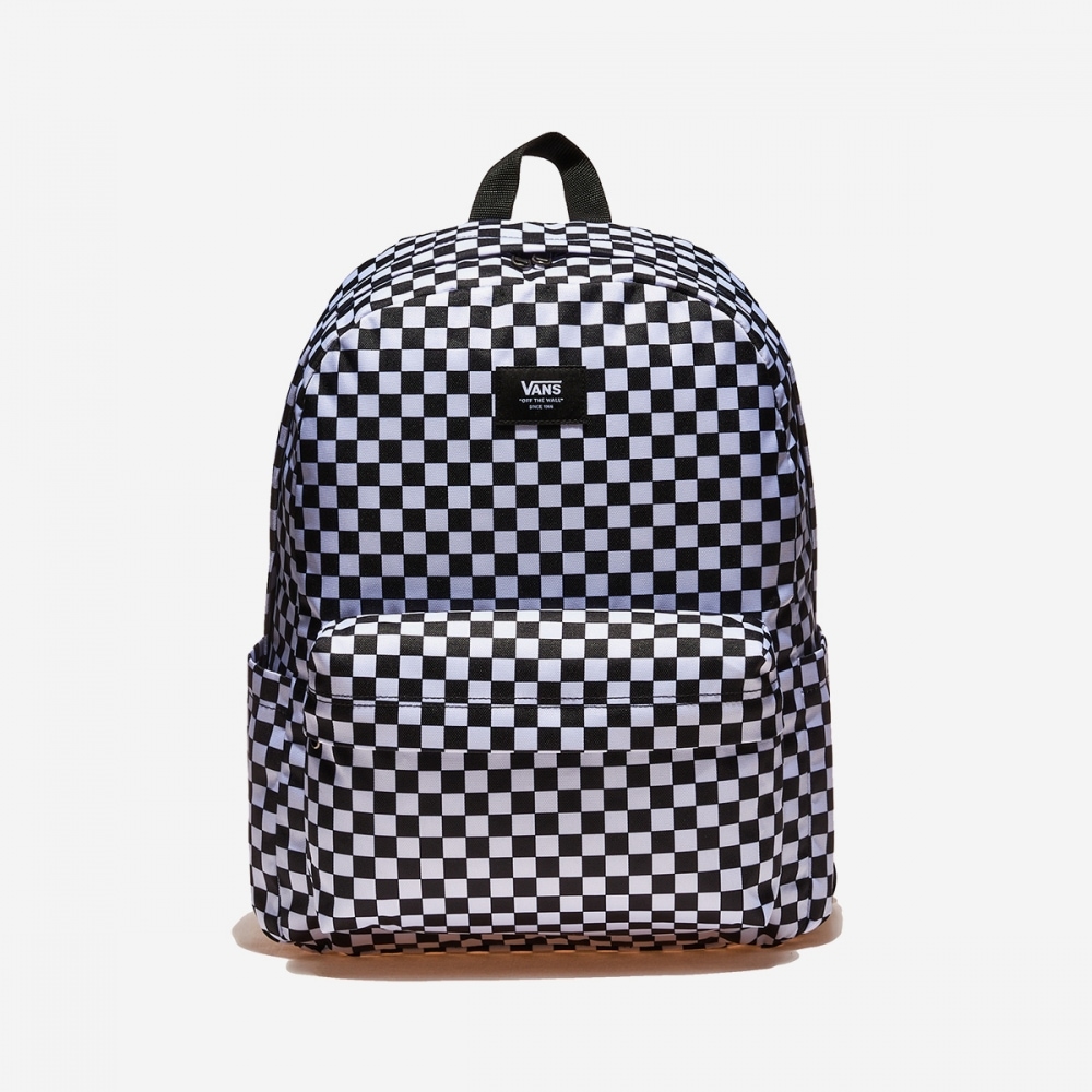 バーンズオールドスクールチェックバックパック VN000H4XY28-ブラック-ホワイト