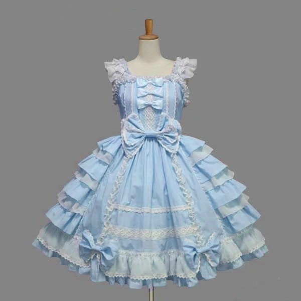 ロリータドレス シフォンレース リボン風プリンセスドレス スイートサスペンダードレス コスプレ