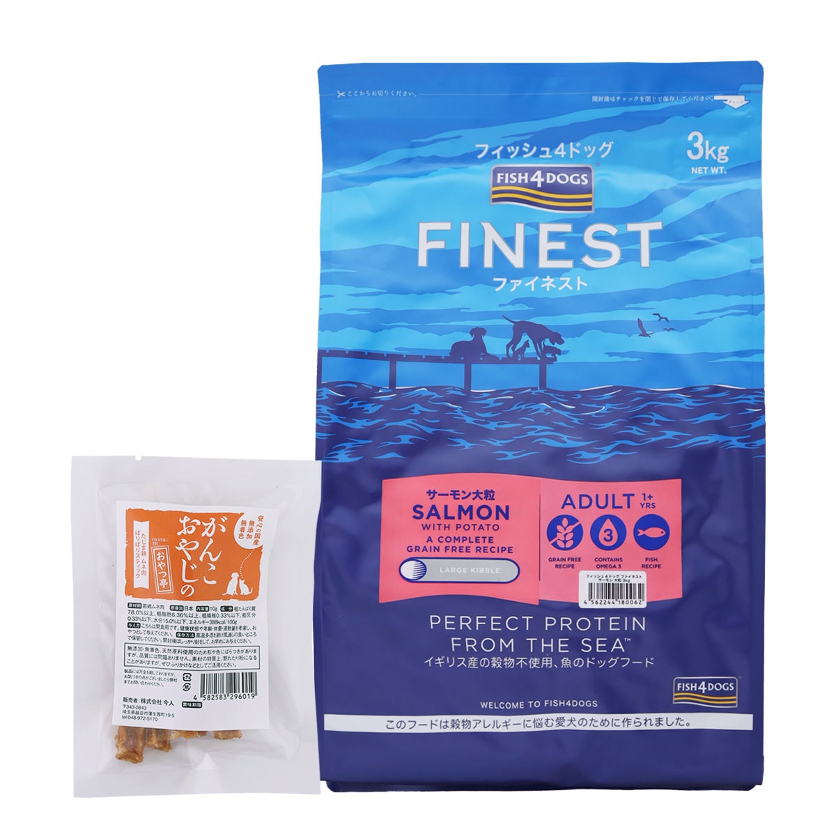 ファイネスト サーモン 大粒 3kg【国産たじま鶏ジャーキー(小サイズ)付き】 6,811円