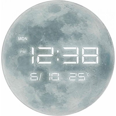 他サイト： MAG マグ 掛け時計 デジタル LED 時計 置掛兼用 ルナ 白 W-794WH インテリア 月 ムーン MOON 薄型 日にち 曜日 温度 おしゃれの商品画像