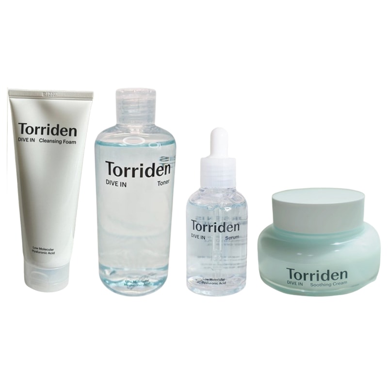 ダイブイン 低分子 ヒアルロン酸 スキンケア 4点セット(クレンジングフォーム150ml+トナー300ml+セラム50ml+スージングクリーム100ml)