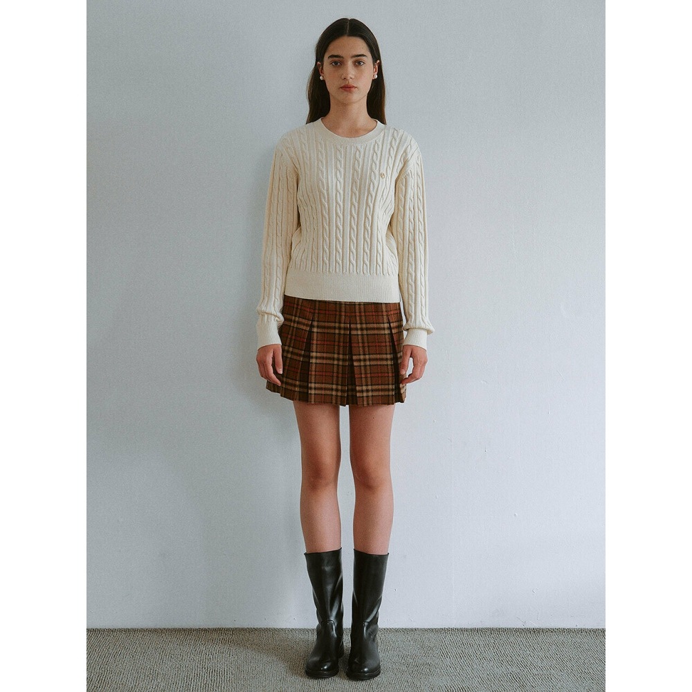 ROLAROLA チェックプリーツミニスカート ブラウン