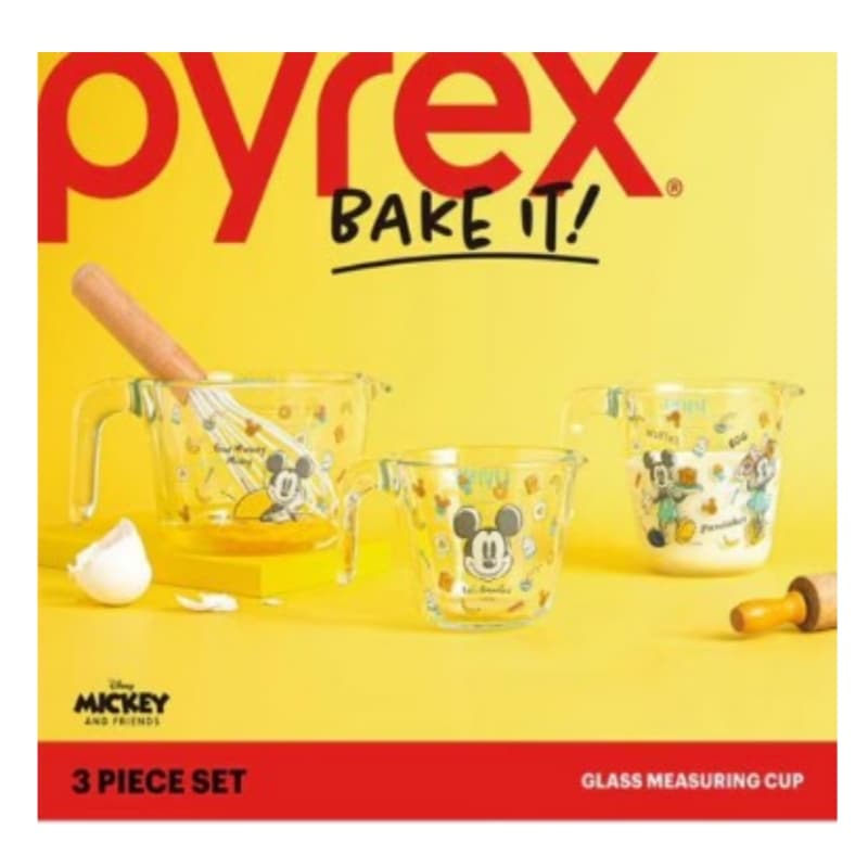 [ギフトセット] グッドモーニング ミッキー オーブン用 耐熱ガラス 計量カップ 3種 セット 250ml+500ml+1000ml