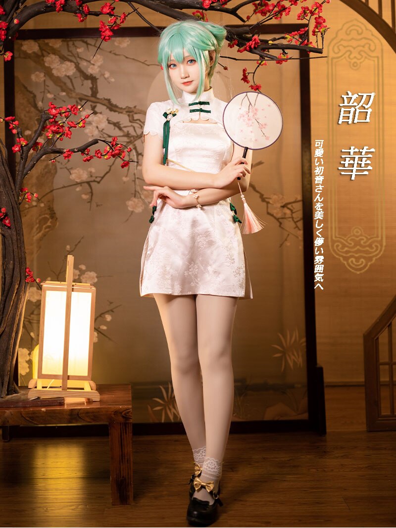 初音ミク韶華コスプレVOCALOIDチャイナドレス学園祭パーティーダンス衣