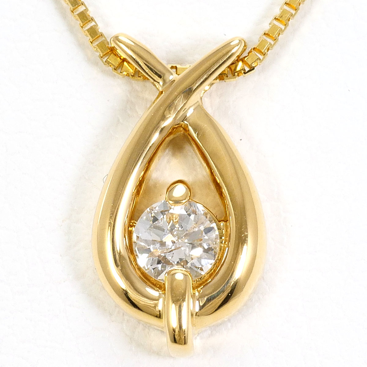 K18 18金 YG イエローゴールド ネックレス ダイヤモンド 0.18ct 鑑別書 総重量約3.3g 約45cm 中古