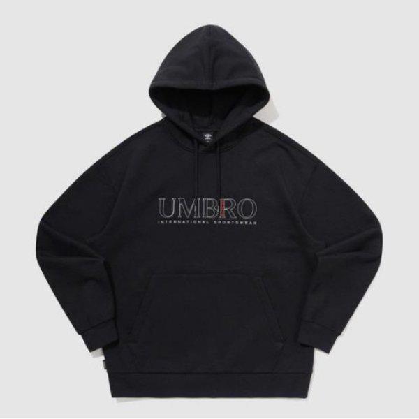 フードティー PQA UQ121CHD16-BLK エッセンシャルプラス 刺繍レタリングフード付きTシャツ BLACK