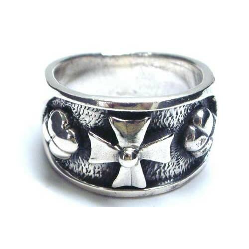 クローバークロス シルバーリング 指輪 14号 アイアンクロス 鉄十字 刻印あり シルバー925 本物 銀 プレゼント 男性 女性 アクセサリー 親指 人差し指 中指 小指 sr00000491-xx