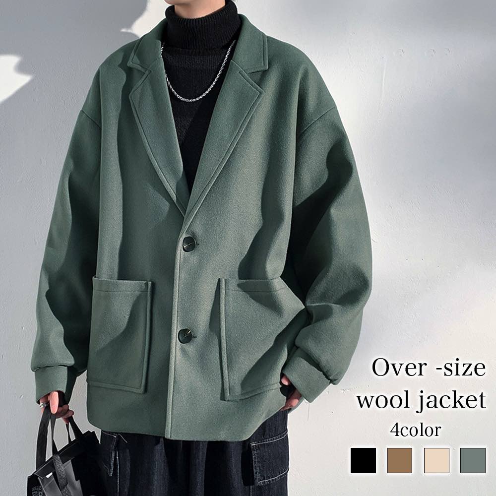 テーラードジャケット メンズ オーバーサイズウールジャケット 白 スーツ チェック 40代 テーラードジャケット カジュアル ブレザー ブルゾン 厚手 ステンカラー 冬 ジャケット ブランド 大きい