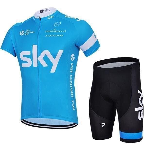 ブルー SKY サイクリング裏ウエア サイクルウェア 半袖 自転車ウェア 上下2点セット メンズ 吸汗 速乾 ジャケット バイク バイク 運動 8,470円