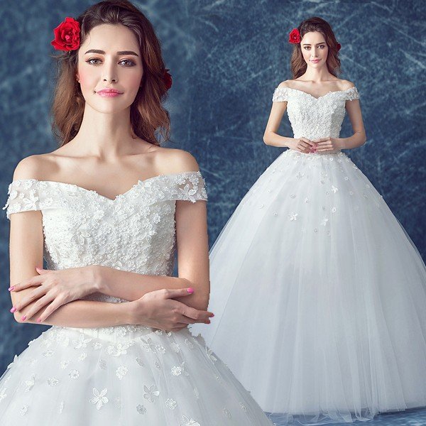 ウエディングドレス 結婚式 二次会 ウェディングドレス 安い プリンセス エンパイア 花嫁 ドレス 披露宴 ロングドレス ブライダル 姫系 レース 大きいサイズ