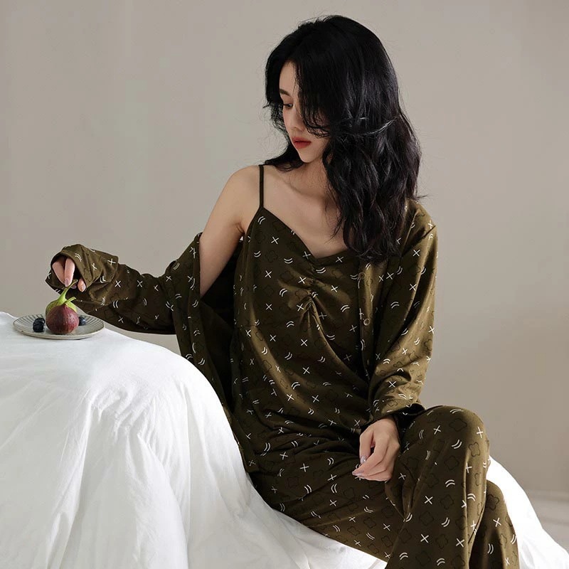 送料無料 パジャマ レディース 春 長袖 3点セット 前開き ルームウェア 上下セット 長袖tシャツ 長ズボン 春夏 コットンパジャマ おしゃれ ゆったり 薄手 やわらか 部屋着 寝巻き ナイトウェア