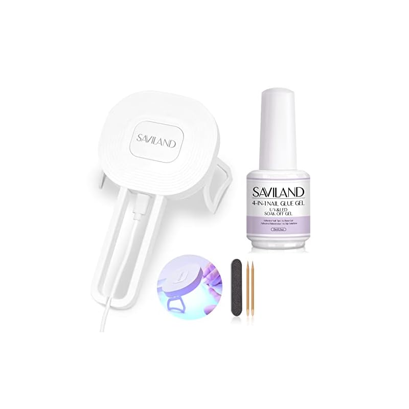 Saviland ジェルネイルグルー 36W ネイルランプ付き - 15ML ジェル X ネイルグルー 4-in-1 アクリルネイル用 UV/LED 超強力ネイルグルー ネイルエクステンションジェル