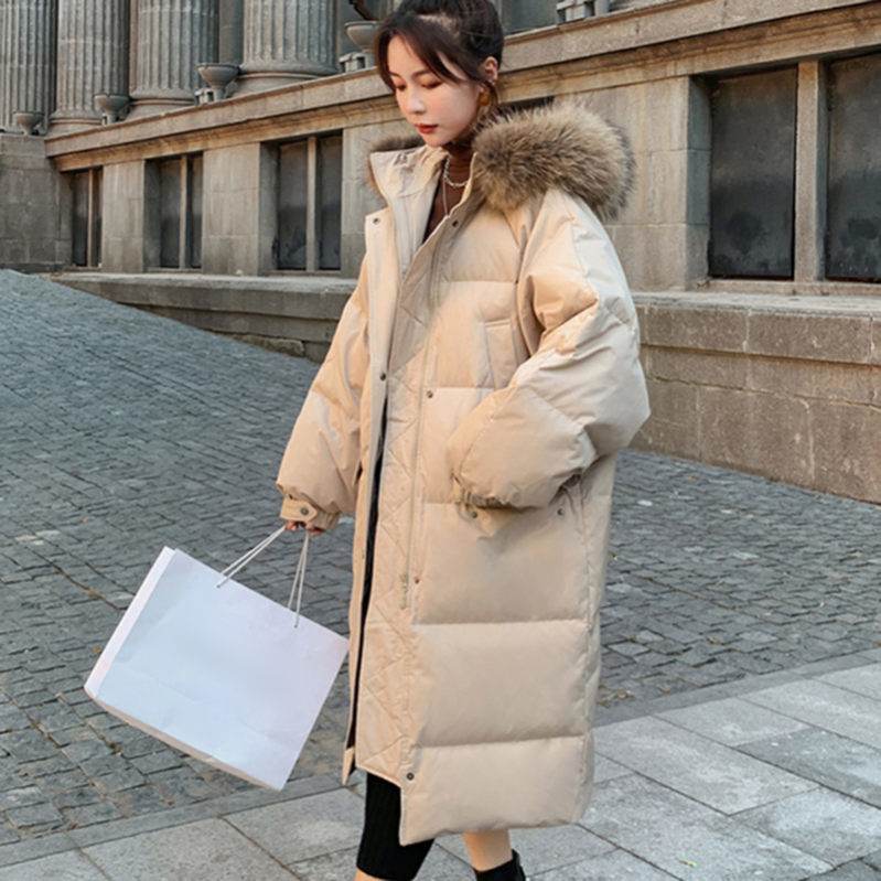 ダウンコート ダウンジャケット ロング丈 レディース 厚手 膝丈 キルティング ファー 防寒 暖かい 撥水 ジッパー スナップボタン 体型カバー ウォーム コットン 冬物 黒 上品 ファッション 冬