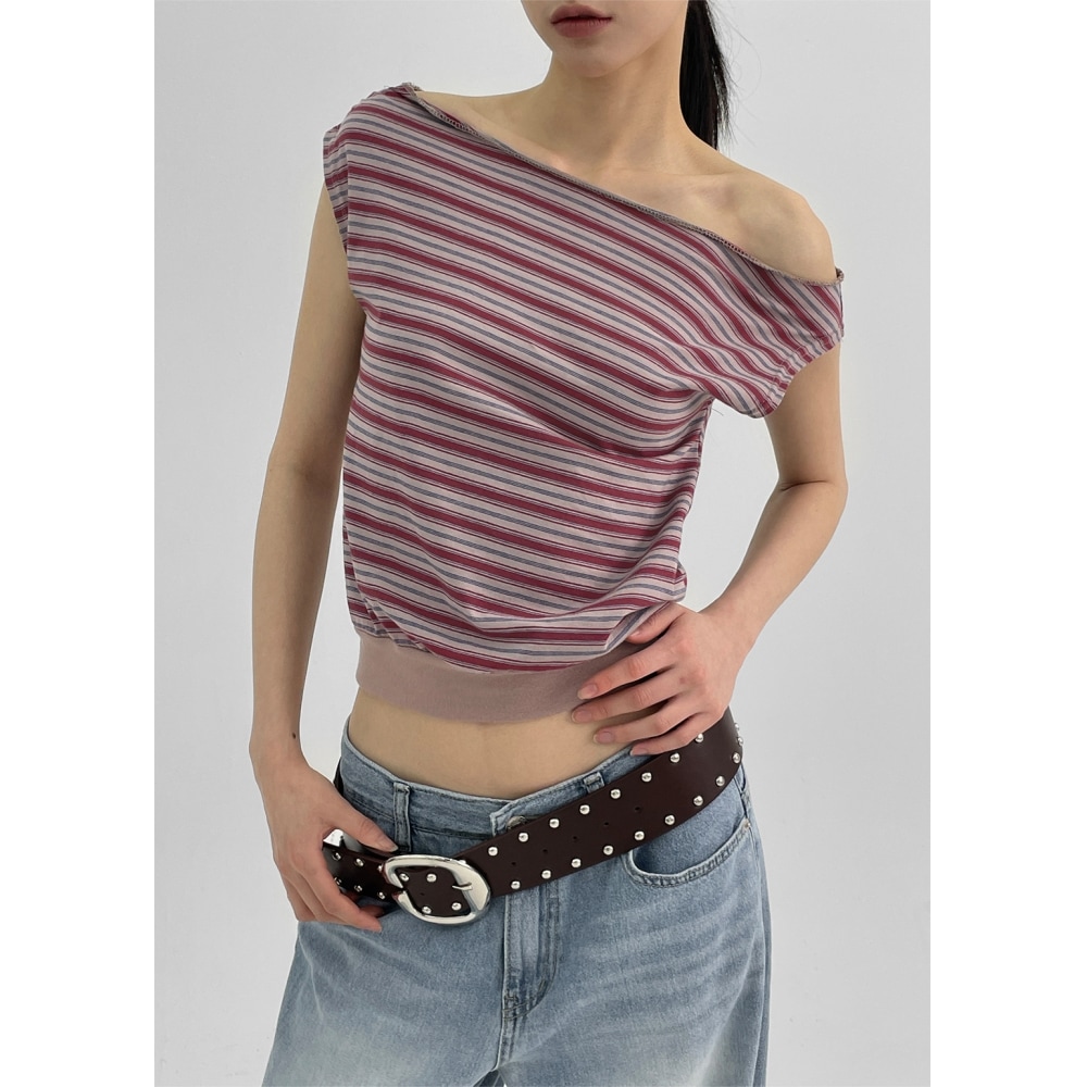 ブラックアップ ラルバ ストライプ ドレーピング ノースリーブ