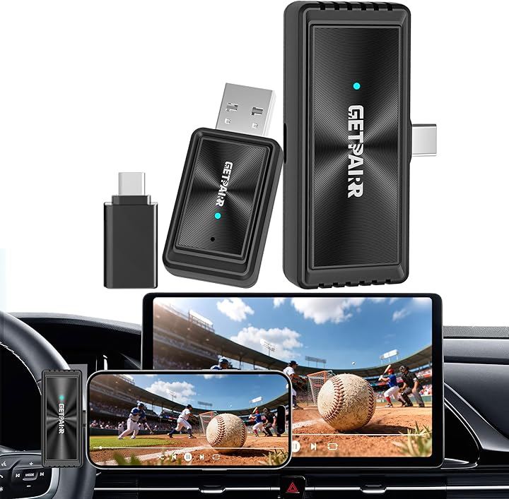 Mirror Cast ワイヤレス ミラーリング アダプター 有線 CarPlay ワイヤレス化 送信側 受信側 2アダプター セット スマホ画面を車載ディスプレイの大画面に投影