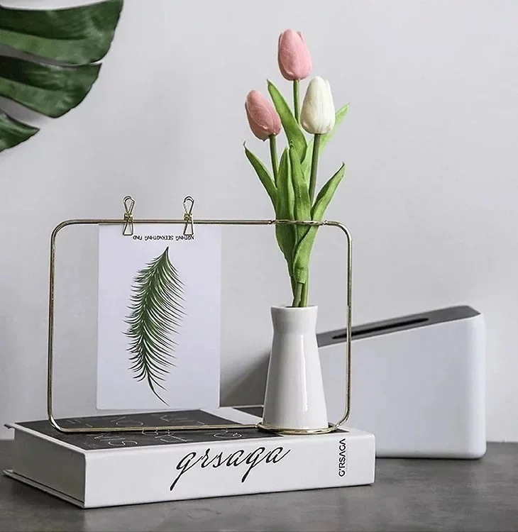 【送料無料】花瓶 韓国 リップ 造花 5本 人気 韓国 金属枠 ワイヤーフレーム 花瓶 風 花瓶 4,950円