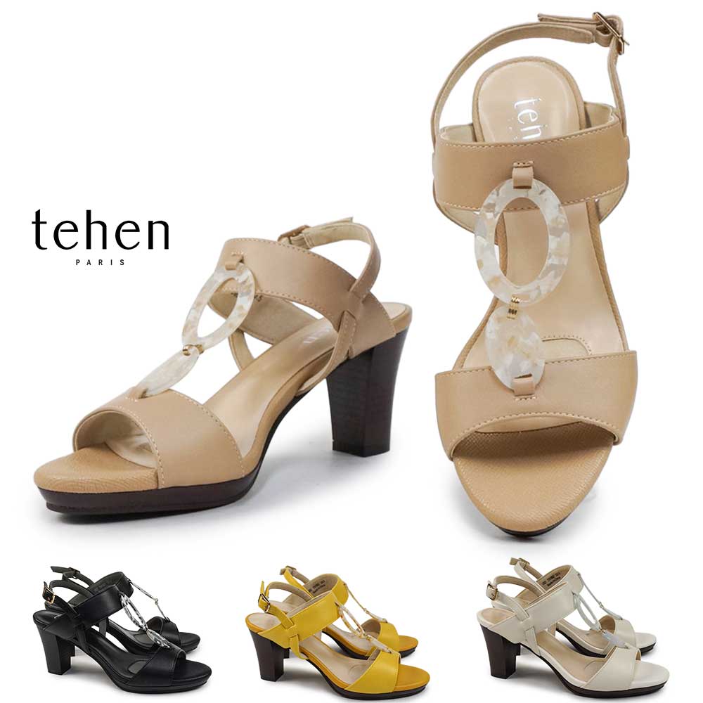 TN1802 太いヒール ヒールサンダル 機能性 エレガント カジュアル 美脚 バックベルト レディース サンダル