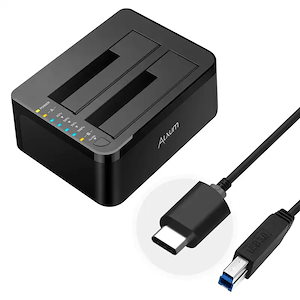 Alxumデュアルベイハードドライブドッキングステーション2.5/3.5インチhdd ssd sata to USB c 3.0 hddドッキングステーションはオフラインのクローンをサポート