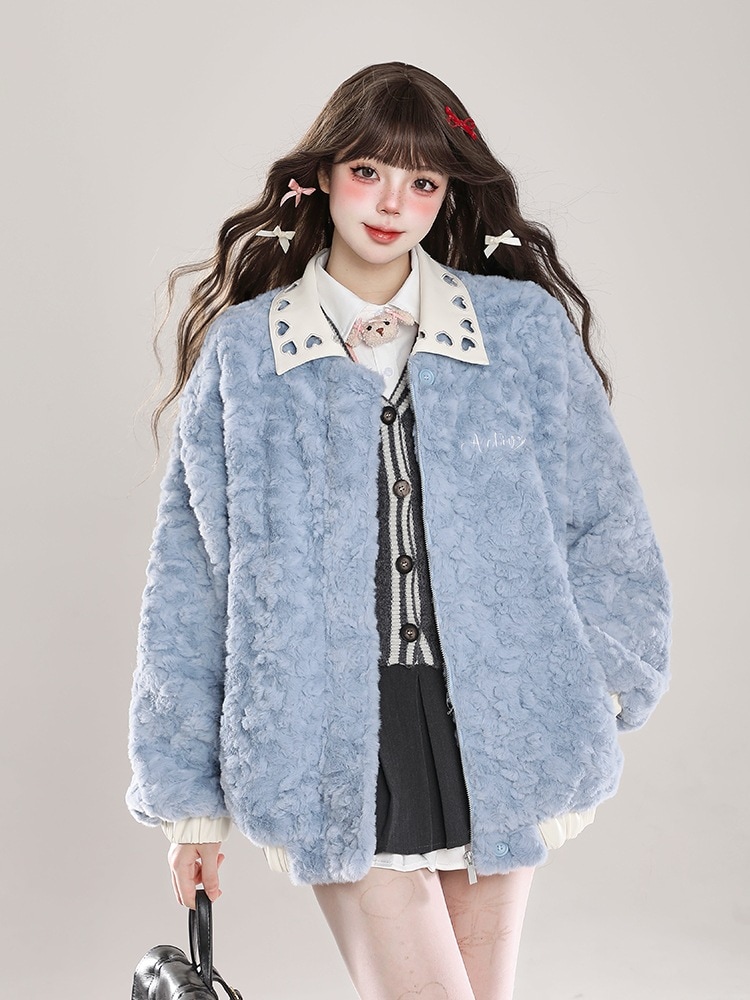 2024 秋冬 ふっくら中綿 あったか防寒 アウター 異素材BF風あたたかいかわいいブルゾン暖かいファッション系大人上品ゆったりカジュアルお姉さんストリートサイズコートフェミニンゆるダボ裹シルエット