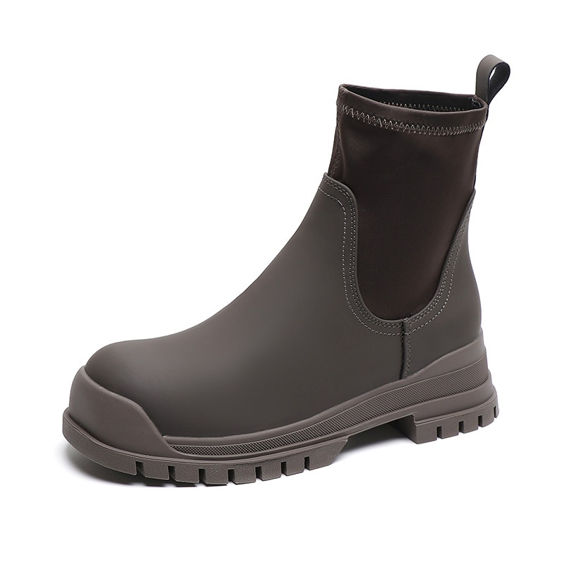 厚底マーチンブーツ女性秋冬ストレッチブーツ英倫レトロショートブーツラウンドトゥスリムブーツ女性