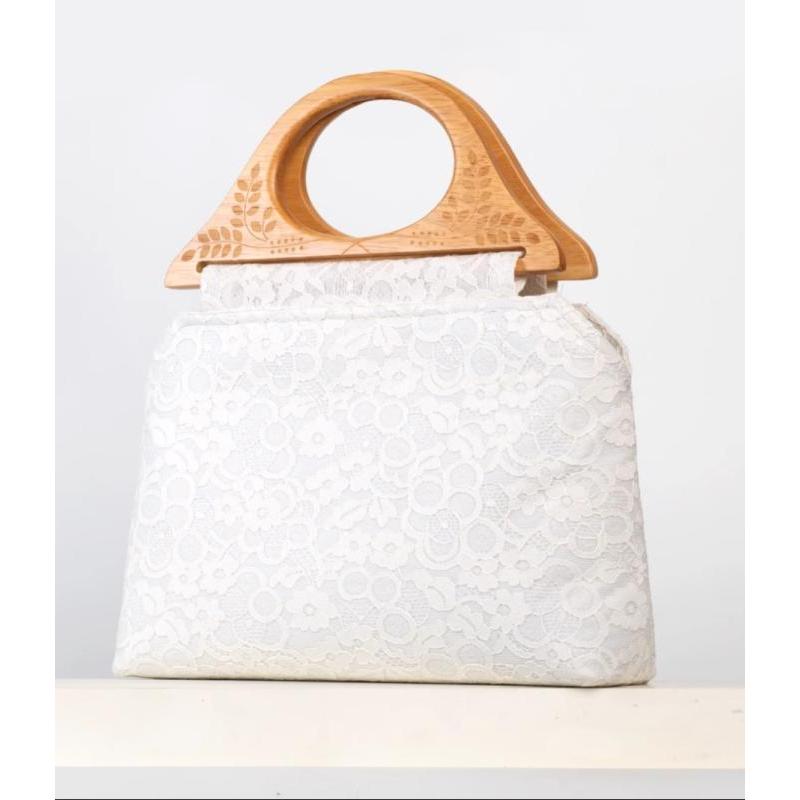 カバン レディース ハンドバッグ 母の日 プレゼント カジュアル レース 竹 ハンドル ジッパー おしゃれ 白 リネン 普段使い レジャー シンプル