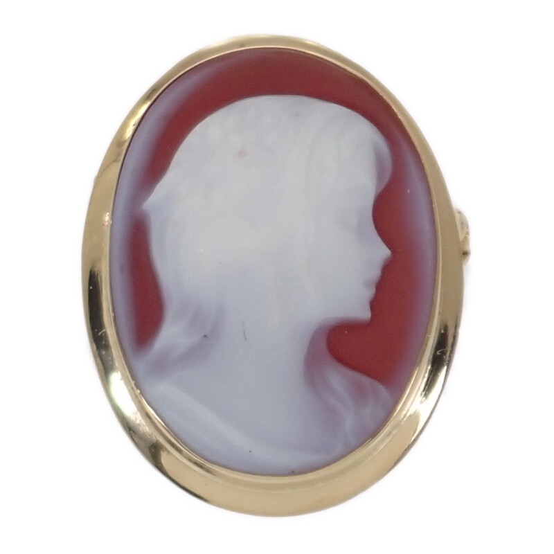 K18 デザインジュエリー カメオ ブローチ K18イエローゴールド レッド メノウ レディース【Aランク】