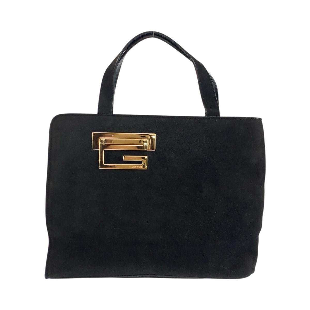 美品 ブラック 黒 ゴールド金具 スウェード 007 1364 0285 ハンドバッグ トートバッグ レディース 602188